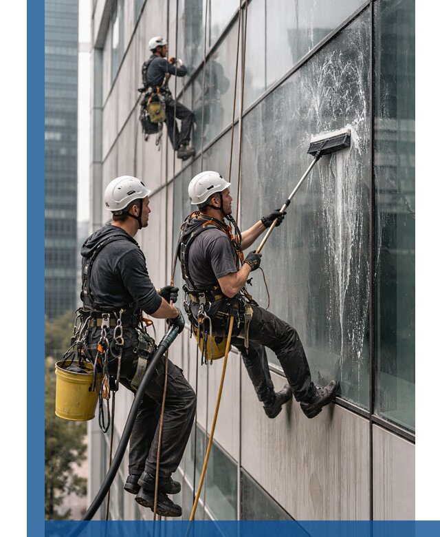 Профессиональная высотная мойка фасадов зданий в Химках