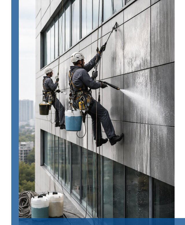 Профессиональная мойка вентилируемых фасадов в Химках