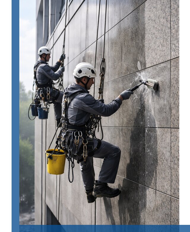 Профессиональная мойка фасада из керамогранита в Химках