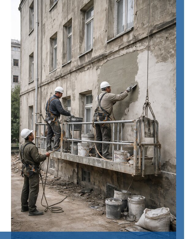 Капитальный ремонт фасада в Химках от 4354 р. | ВЫСОТНИК-Хмк