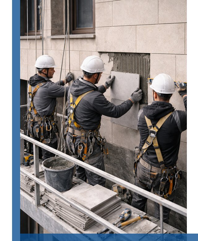 Ремонт облицовки фасада плиткой в Химках с гарантией