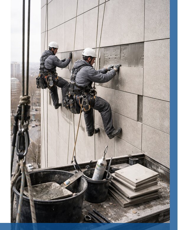 Ремонт фасада из керамогранита в Химках от 2592 р. | ВЫСОТНИК-Хмк