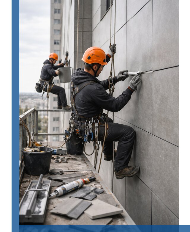 Профессиональный ремонт фасада из керамогранита в Химках