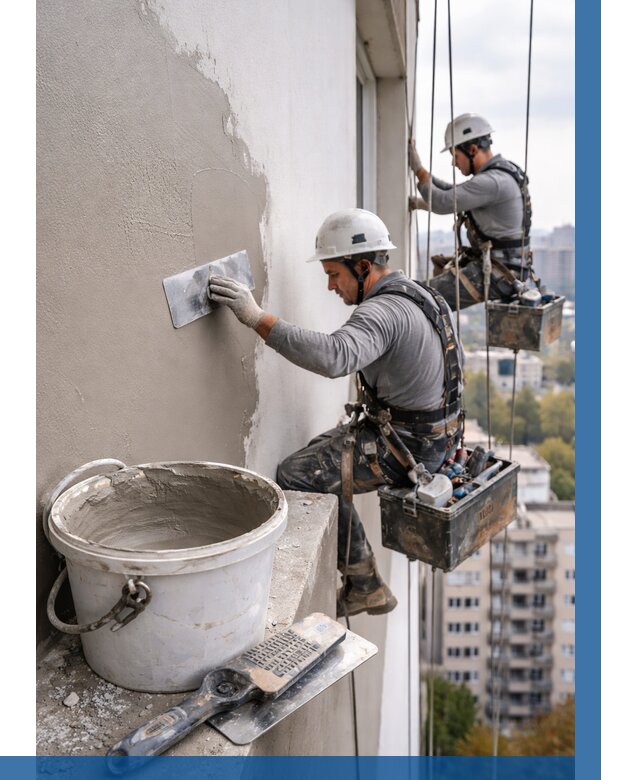 Шпаклевка фасада на высоте в Химках от 726 р. | ВЫСОТНИК-Хмк
