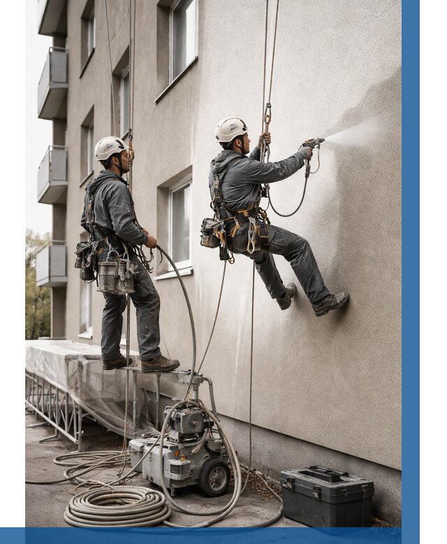 Безвоздушная покраска фасада в Химках от 228 р/м² | ВЫСОТНИК-Хмк