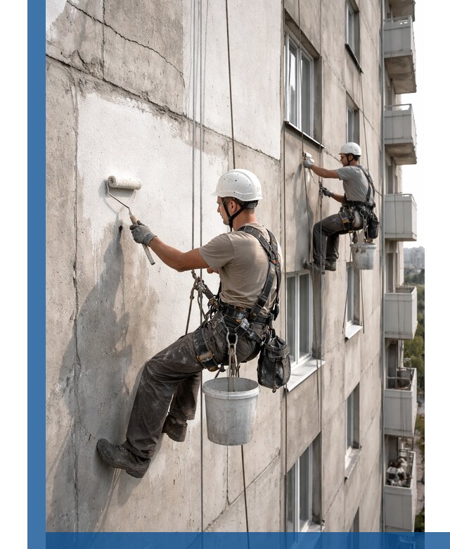 Покраска бетонного фасада в Химках для жилых и промышленных объектов