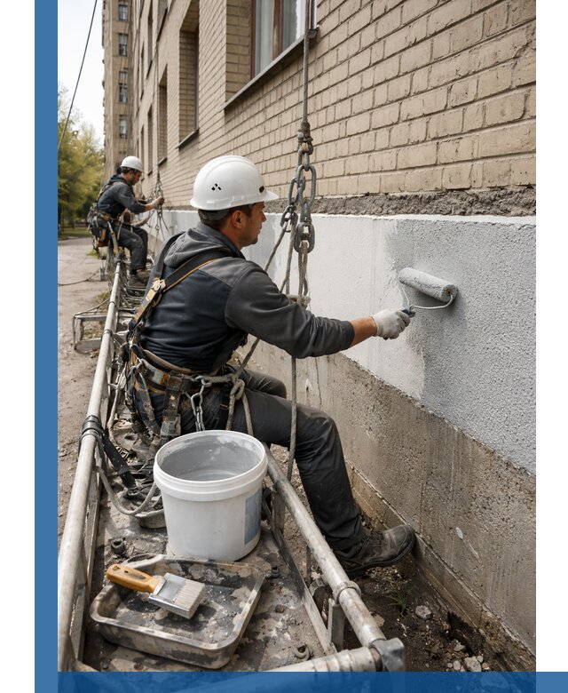 Окраска цоколя здания в Химках профессионально и надежно