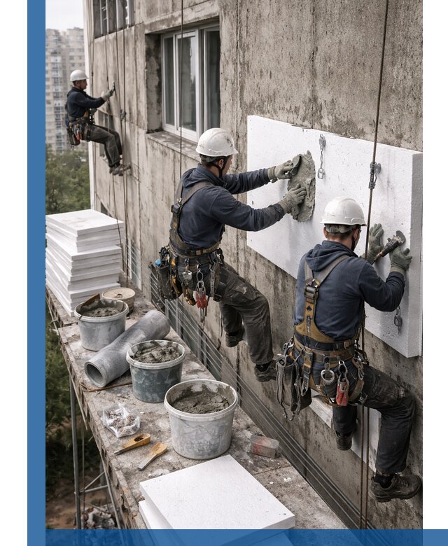 Утепление фасада пенополистиролом в Химках под ключ