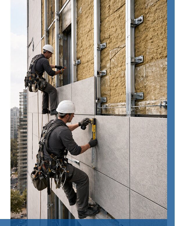 Монтаж вентилируемого фасада в Химках от 3628 р. | ВЫСОТНИК-Хмк