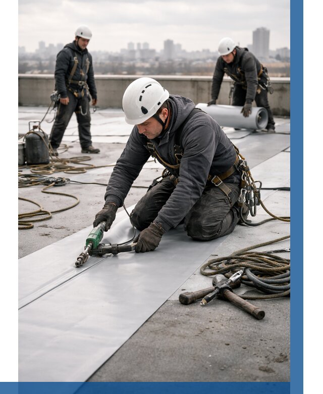 Ремонт мембранной кровли в Химках от 1866 р./м2 | ВЫСОТНИК-Хмк