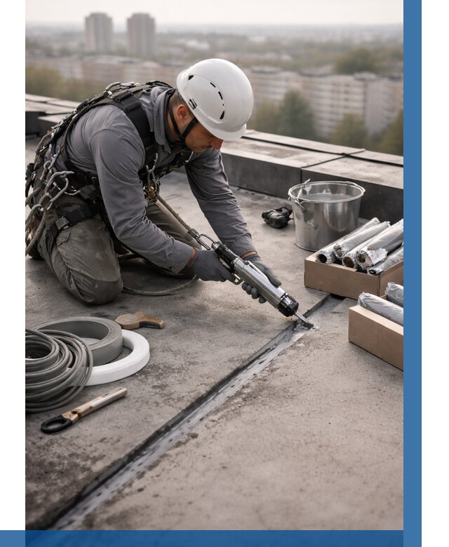 Герметизация швов кровли в Химках от 467 р./м2 | ВЫСОТНИК-Хмк