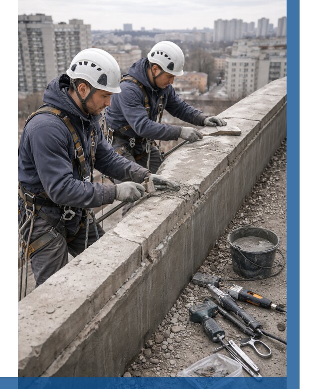 Ремонт парапета на кровле в Химках от 1555 р. | ВЫСОТНИК-Хмк