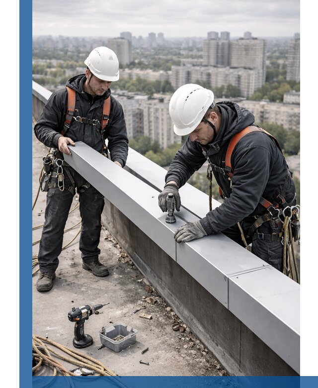 Монтаж парапетных крышек и ограждений кровли в Химках