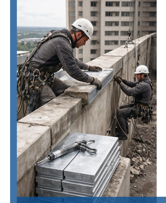Замена парапетных крышек и установка новых в Химках