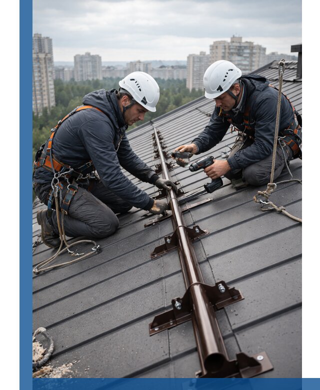 Монтаж снегозадержателей на кровле зданий в Химках под ключ