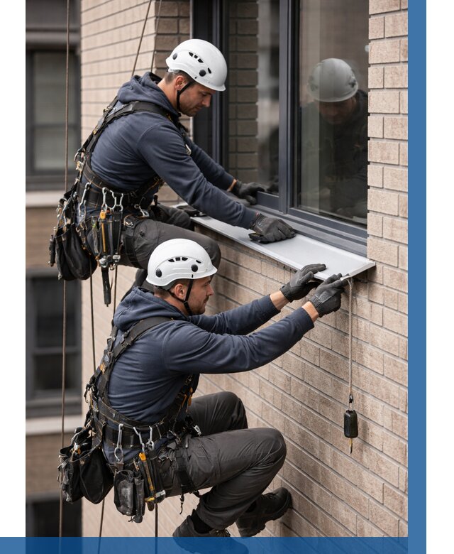 Монтаж оконных отливов под ключ в Химках от 3628 р. | ВЫСОТНИК-Хмк