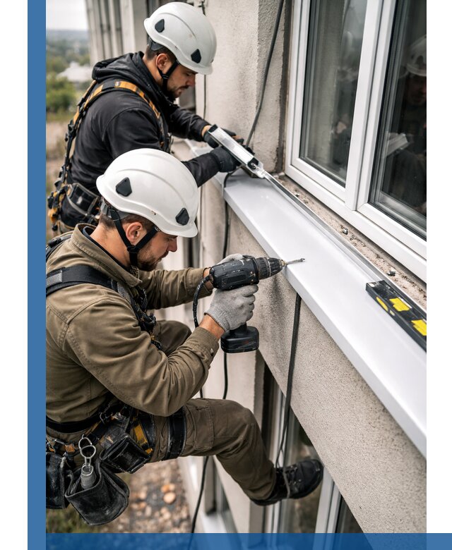 Профессиональный монтаж оконных отливов и отведения воды в Химках