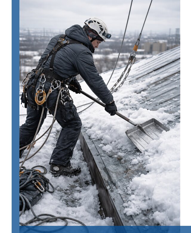 Профессиональная очистка кровли от снега и наледи в Химках