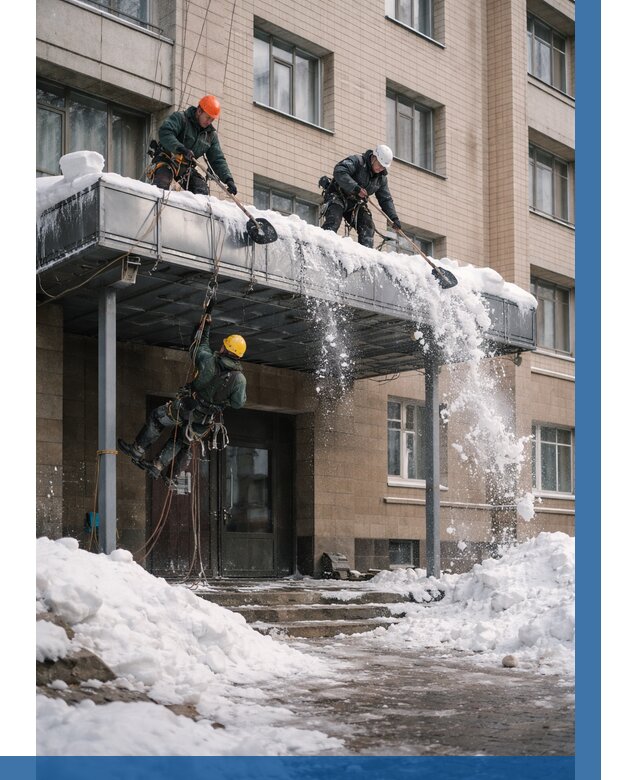 Очистка козырьков от снега в Химках от 3628 р. | ВЫСОТНИК-Хмк