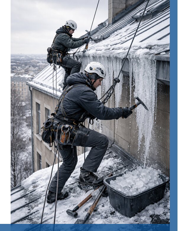 Удаление наледи с кровли в Химках от 5702 р. | ВЫСОТНИК-Хмк