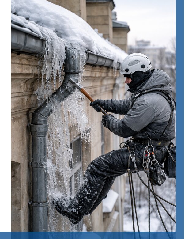 Очистка водостоков от льда в Химках от 3628 р. | ВЫСОТНИК-Хмк