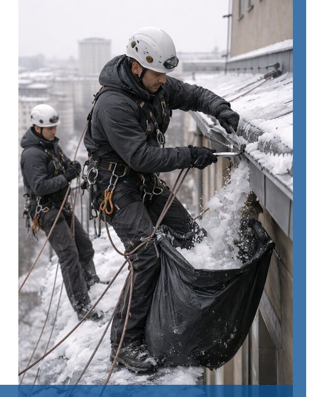 Аварийная очистка крыши в Химках под ключ от 311 р. | ВЫСОТНИК-Хмк