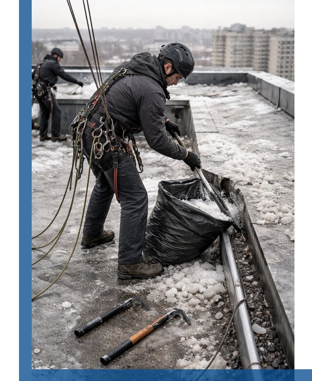 Аварийная очистка кровли в Химках от промальпинистов