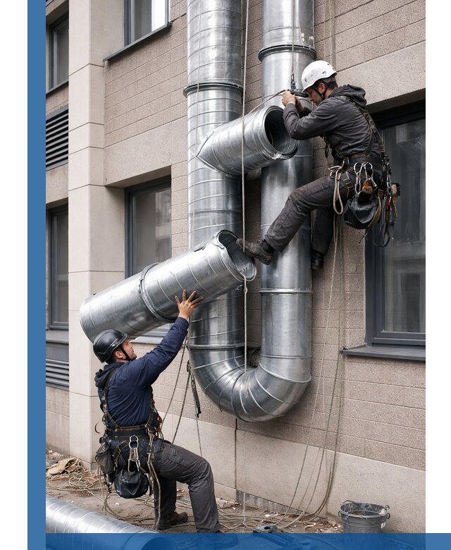 Монтаж фасадных воздуховодов в Химках с герметизацией и крепежом