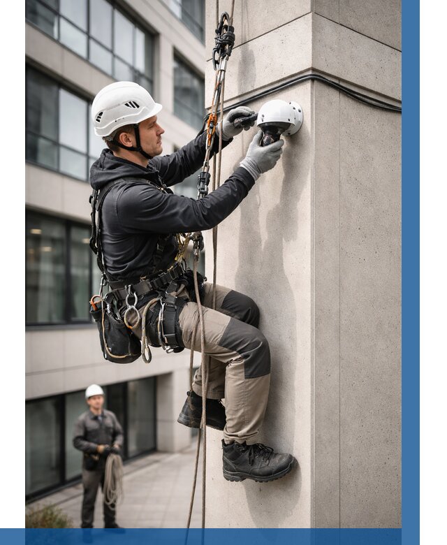 Монтаж камер видеонаблюдения на фасаде в Химках от 8812 р.-ВЫСОТНИК-Хмк