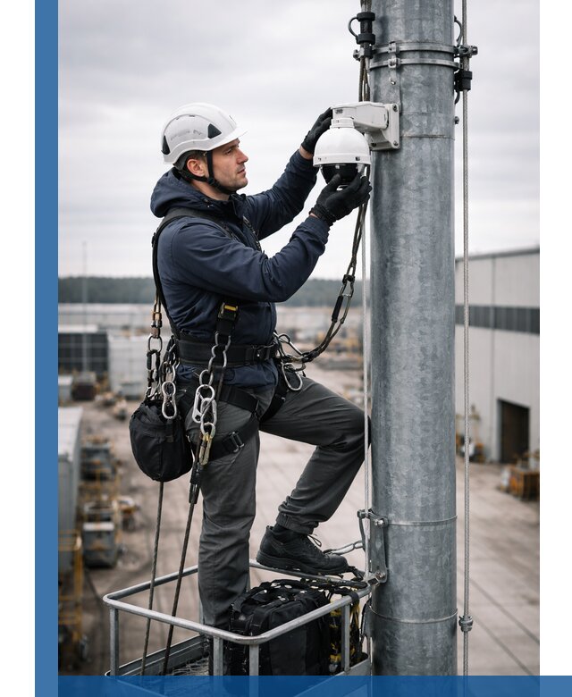 Профессиональная установка видеокамер на мачте в Химках