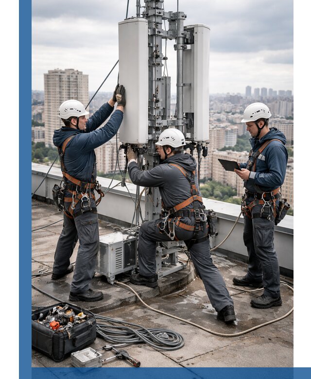 Монтаж антенн связи на крыше в Химках с вводом в эксплуатацию