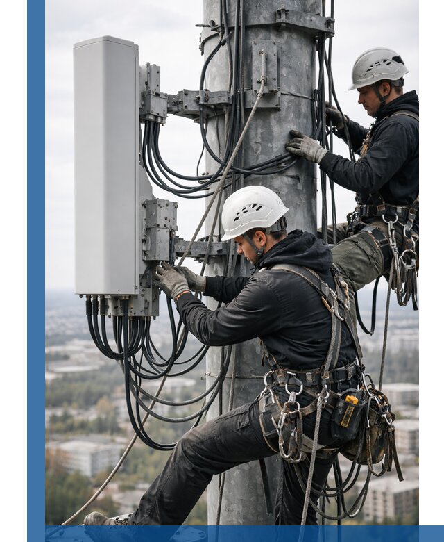 Монтаж оборудования связи на мачте в Химках с пусконаладкой