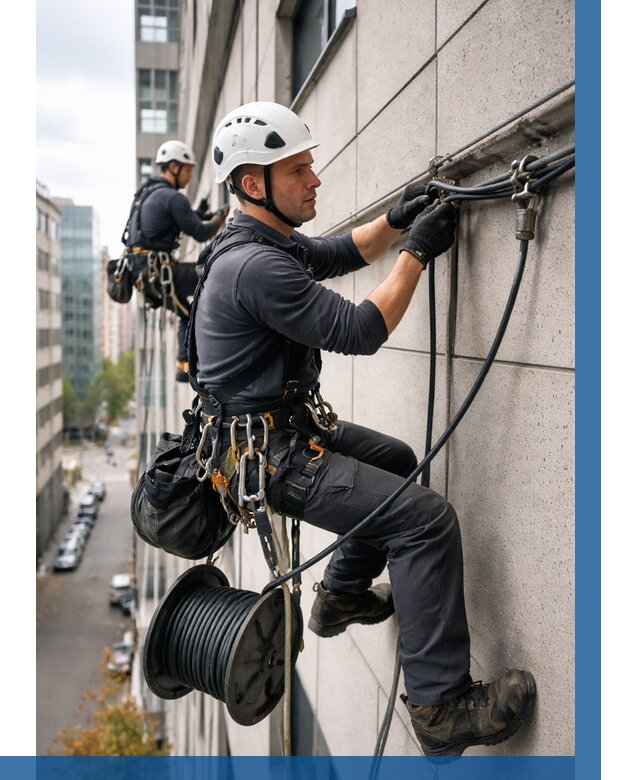 Прокладка кабеля по фасаду в Химках от 363 р. | ВЫСОТНИК-Хмк