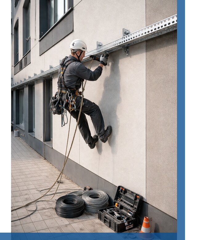 Монтаж кабельных лотков на фасаде в Химках от 1244 р. | ВЫСОТНИК-Хмк