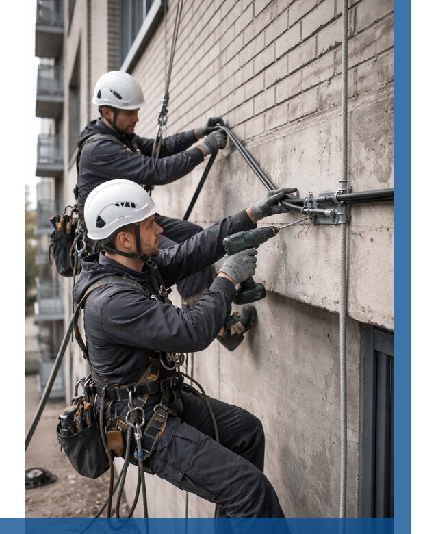 Крепление кабеля на фасаде в Химках от 363 р. | ВЫСОТНИК-Хмк