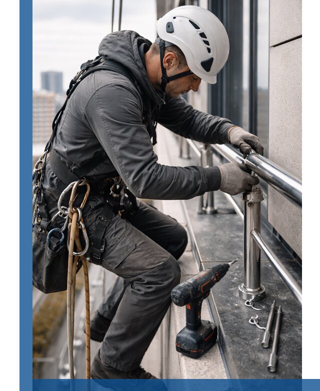 Монтаж ограждений на высоте в Химках для зданий и конструкций