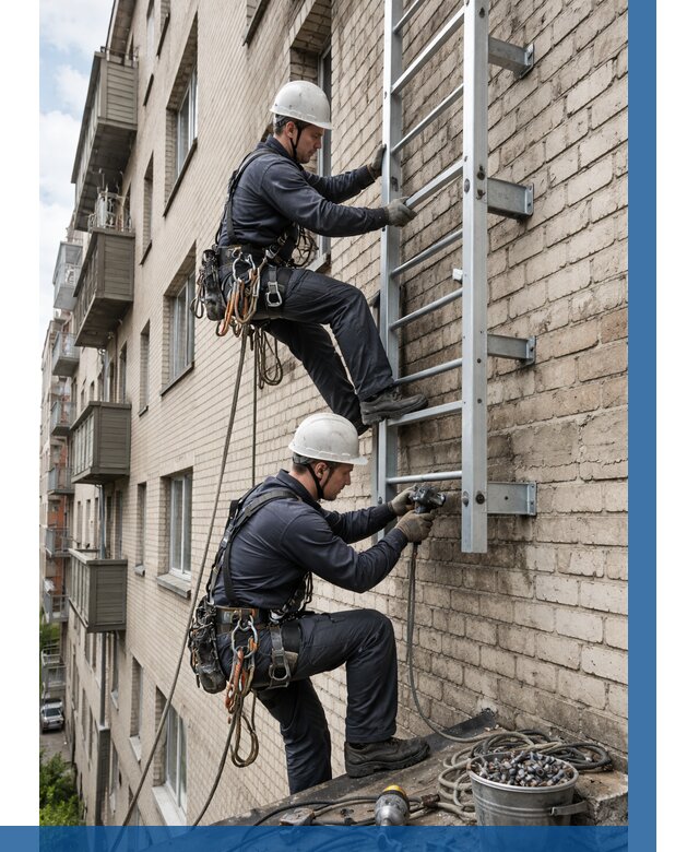 Монтаж пожарной лестницы в Химках от 25918 р заказать у ВЫСОТНИК-Хмк