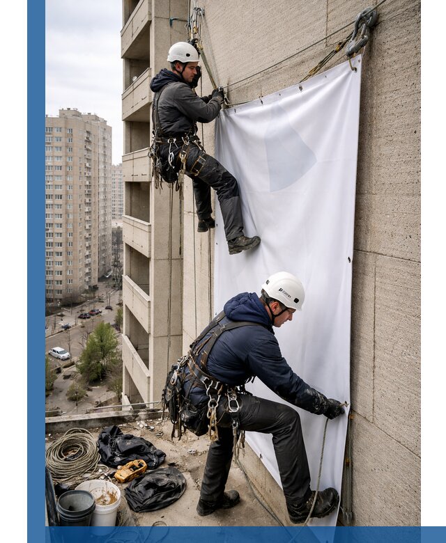 Профессиональный монтаж баннеров на фасаде в Химках