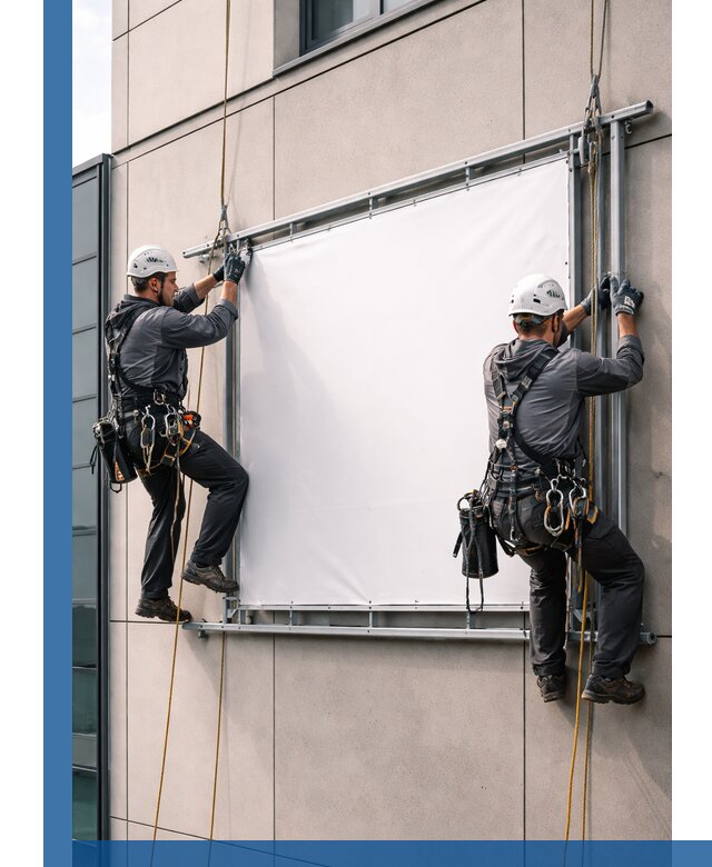 Монтаж наружной рекламной вывески в Химках под ключ