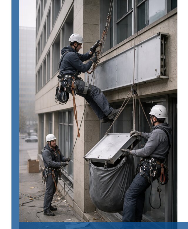 Демонтаж рекламной вывески с высотными работами в Химках