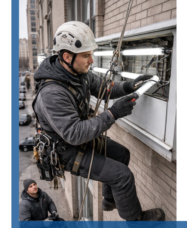 Профессиональная замена ламп в наружной вывеске в Химках