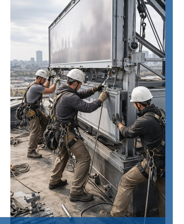 Монтаж крышной рекламной конструкции в Химках от 62202 р.|ВЫСОТНИК-Хмк