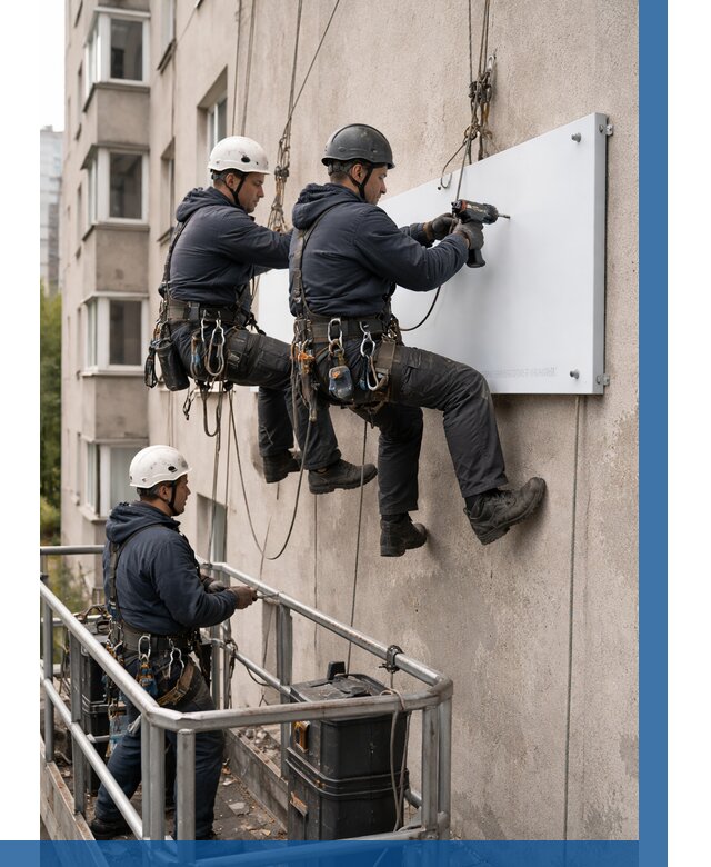 Монтаж табличек и указателей в Химках от 3628 р. | ВЫСОТНИК-Хмк