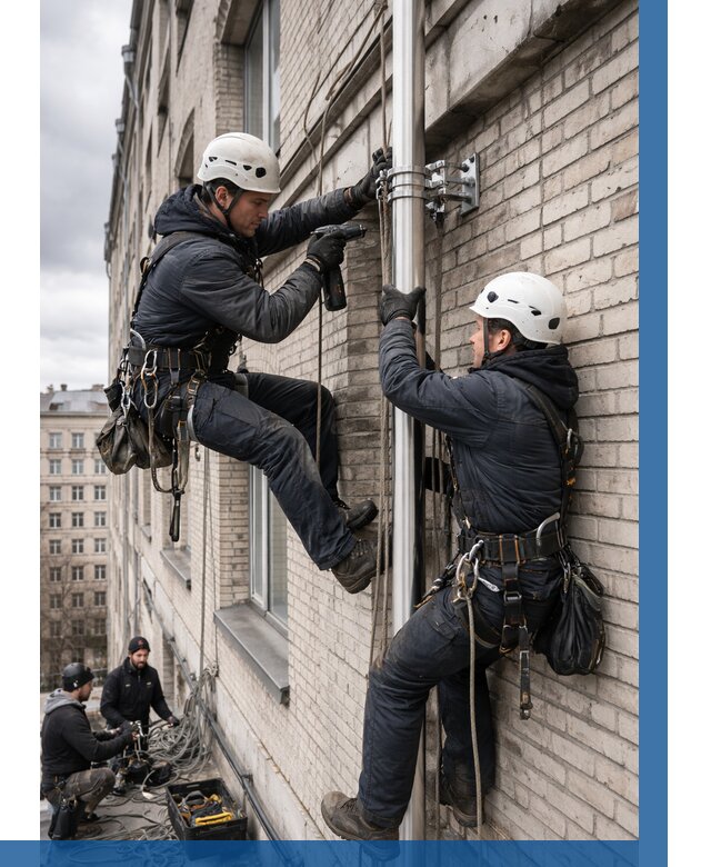 Монтаж флагштока на здании в Химках от 6739 р. | ВЫСОТНИК-Хмк