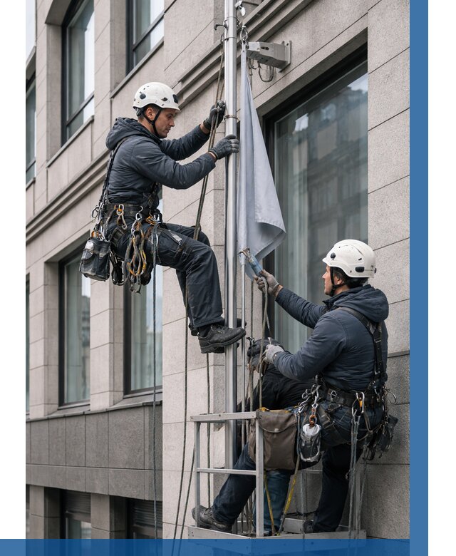 Установка флагов на фасаде в Химках от 4665 р. | ВЫСОТНИК-Хмк