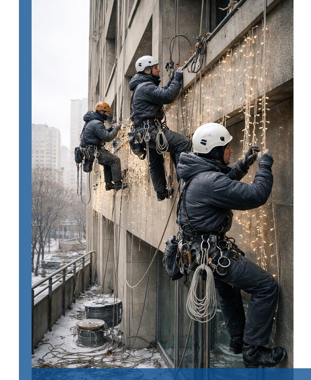 Монтаж новогодней иллюминации и украшение фасадов в Химках