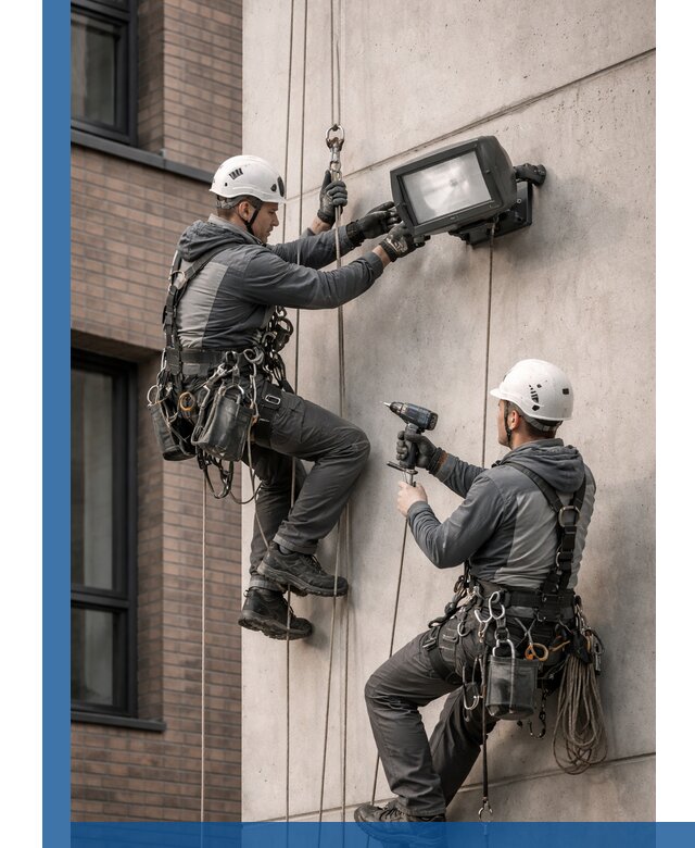 Профессиональный монтаж фасадных прожекторов в Химках под ключ