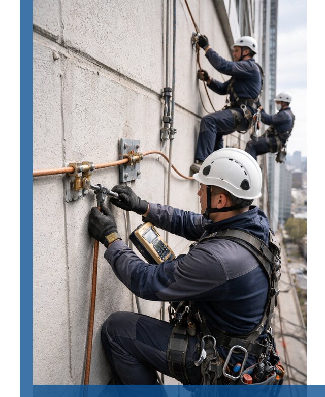 Монтаж системы заземления здания и молниезащиты в Химках