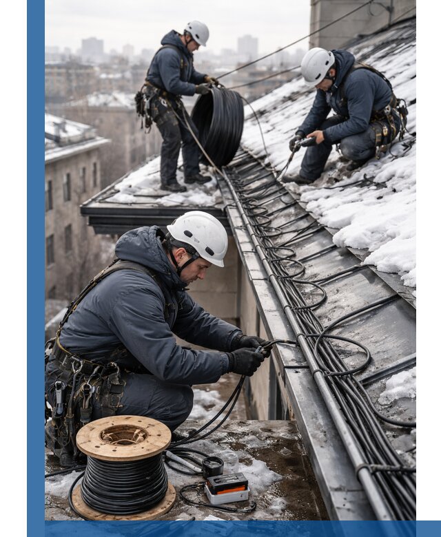 Монтаж греющего кабеля на кровле в Химках под ключ