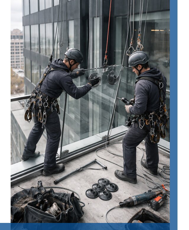 Монтаж стеклянных ограждений в Химках от 2592 р. | ВЫСОТНИК-Хмк